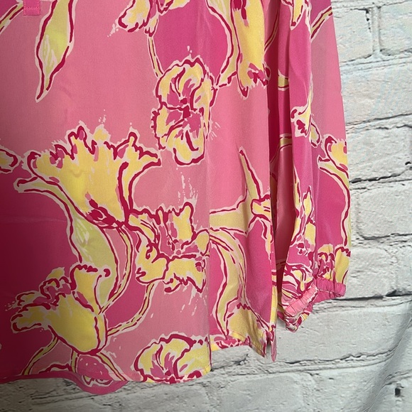 Lilly Pulitzer Pink & Yellow Long Sleeve Silk Top Size Small Excellent Condition - Picture 7 of 15